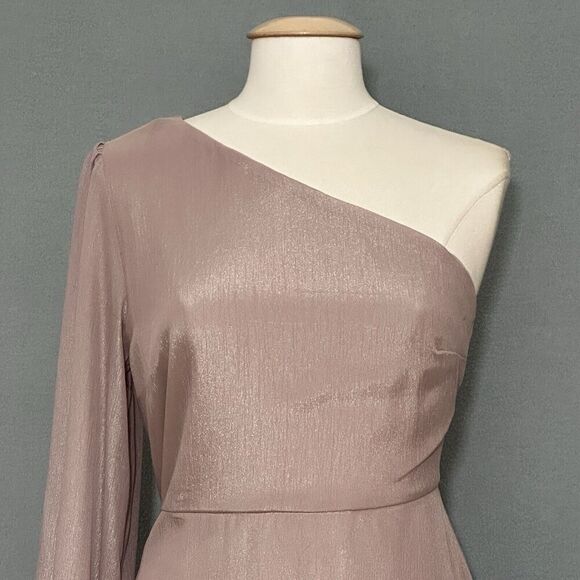 Andree‎ by Unit Womens Dress L Dusty Lavender Chiffon One Shoulder Mini Fairy - Picture 2 of 14